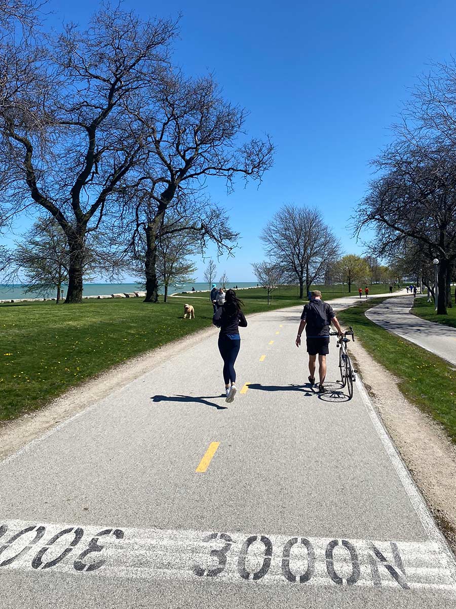 Running trail on Lake Michigan