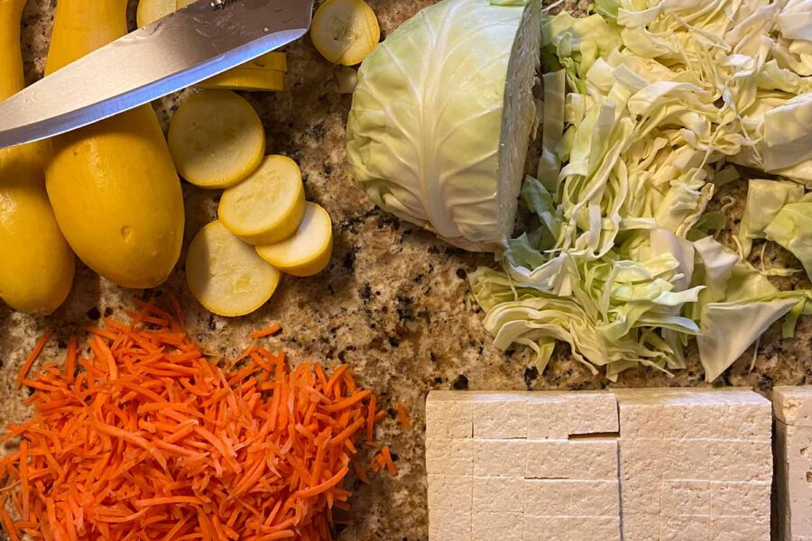 vegetables on a cutting board