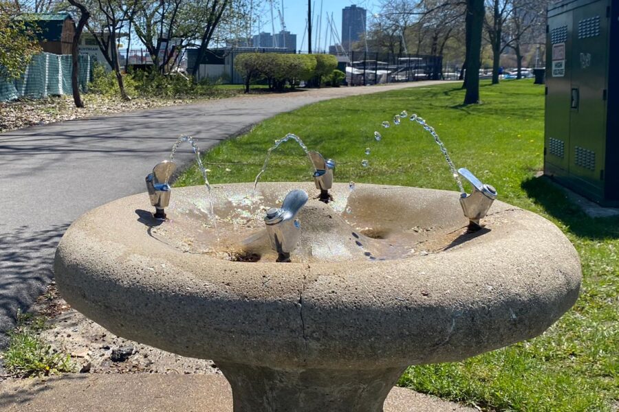 water fountain on trail